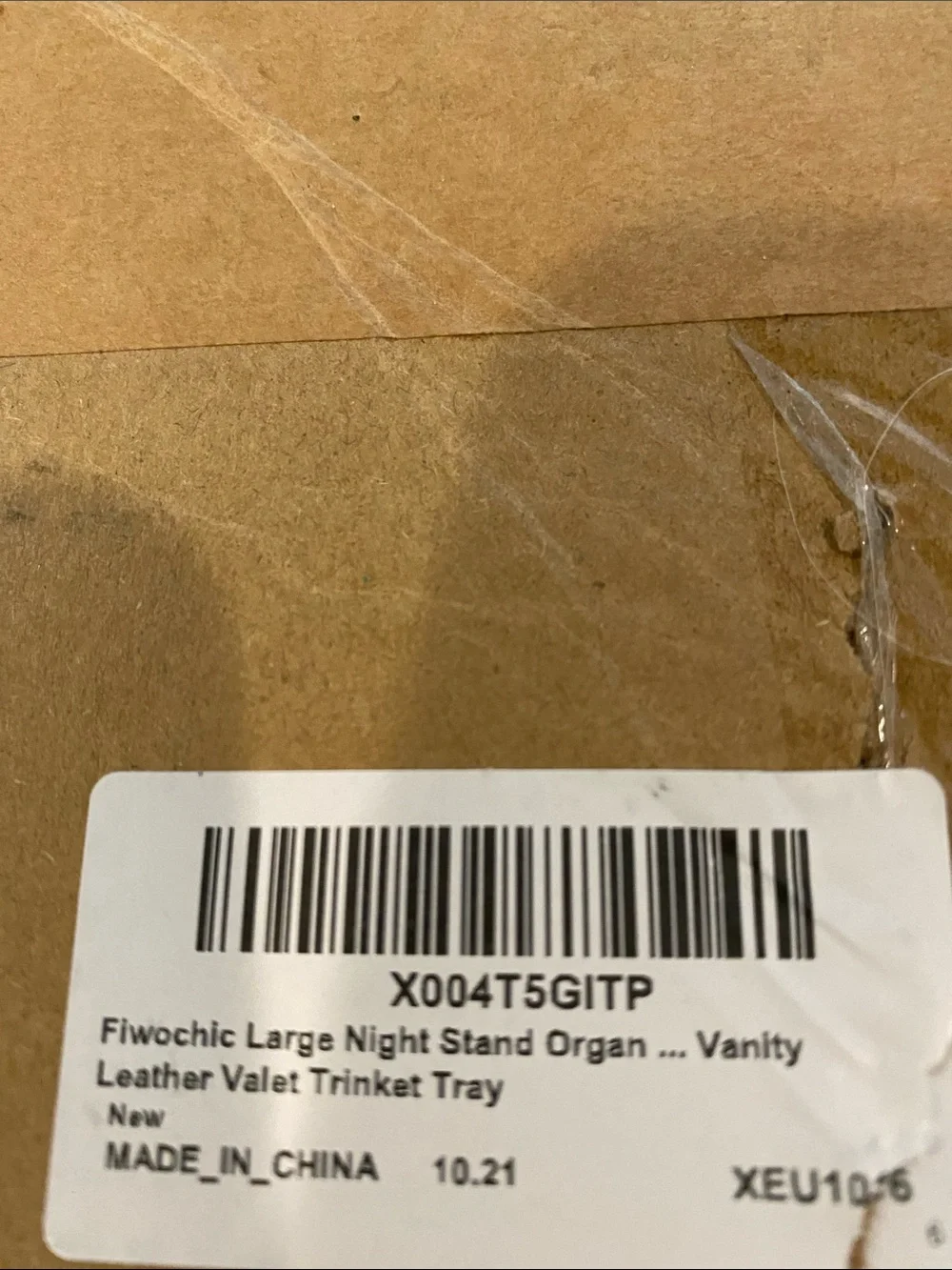 NIB Brown Leather Night Table Organizer or Trinket Tray